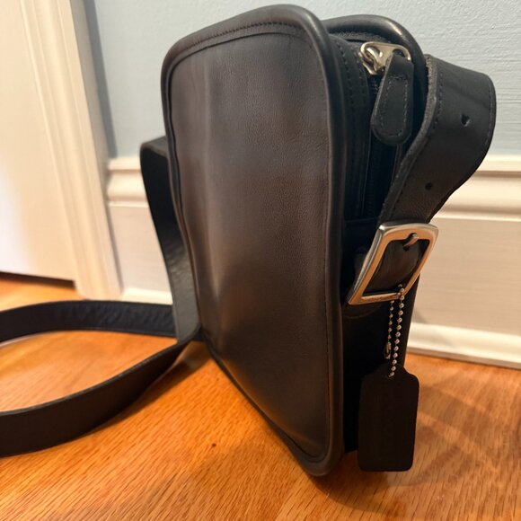 Coach Vintage Black Leather Crossbody Bag w/ Adjustable Strap - Great Condition - Picture 1 of 6